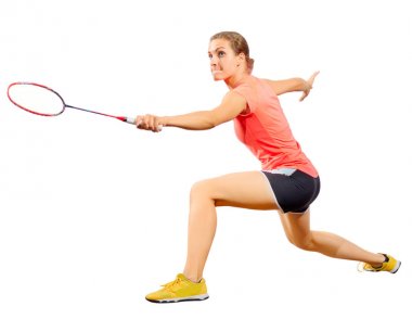 Genç kadın badminton oyuncu (sürüm raketle olmadan)