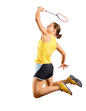 Genç kadın badminton oyuncu (sürüm raketle olmadan)