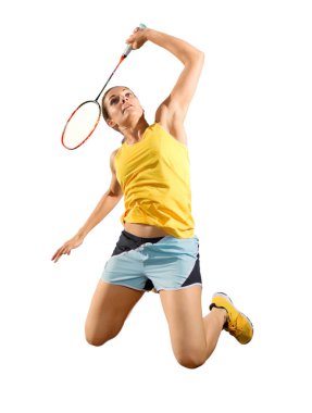 Genç kadın badminton oyuncu (sürüm raketle olmadan)