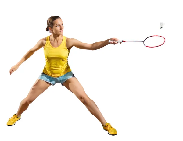 Tânăra femeie badminton jucător — Fotografie, imagine de stoc