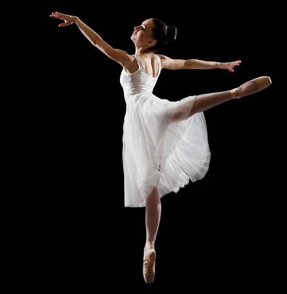 芭蕾舞演员 (黑色版上的隔离) — 图库照片