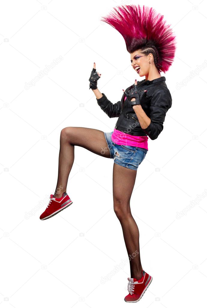 Young punk girl isolated