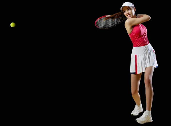 Femme joueuse de tennis isolée (avec balle ver ) — Photo