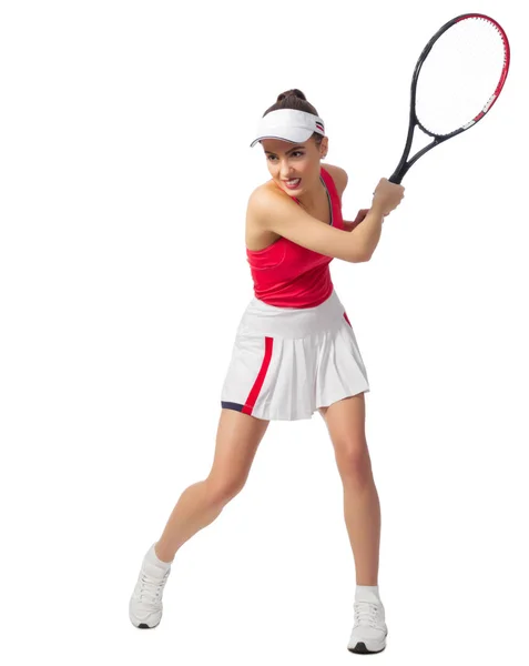 Woman tennis player isolated (without ball version) — Stock Photo, Image