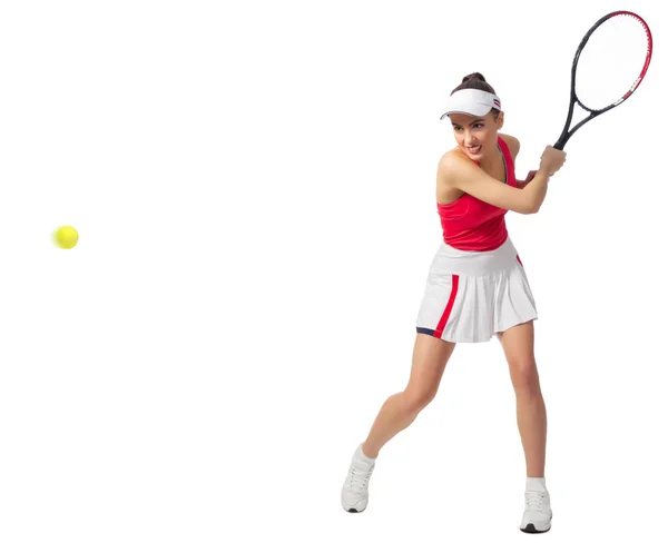 Tennisspielerin isoliert (mit Ballversion)) — Stockfoto