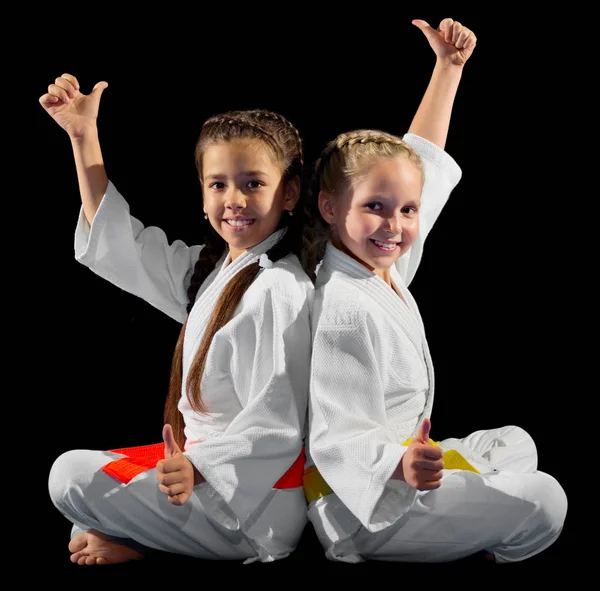 Little girls martial arts fighters — Stock Photo, Image