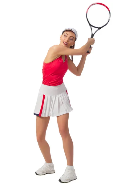 Woman tennis player isolated (without ball version) — Stock Photo, Image