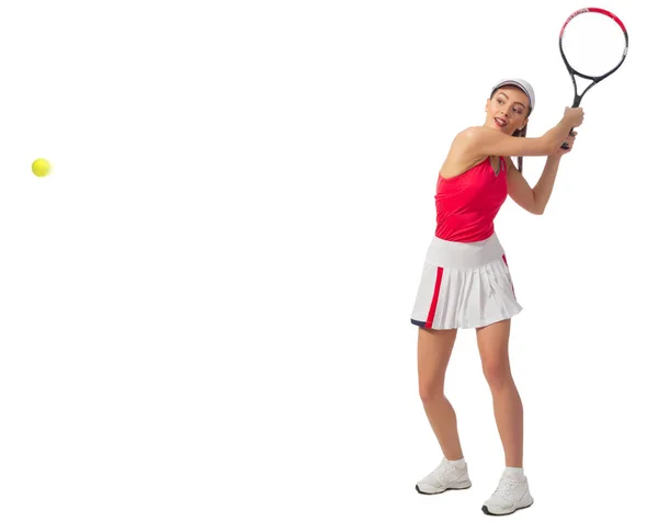 Donna tennista isolata (versione con palla) ) — Foto Stock