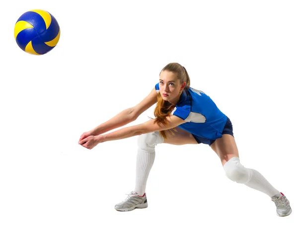 Fiatal nő röplabda játékos (-val változat labda) — Stock Fotó