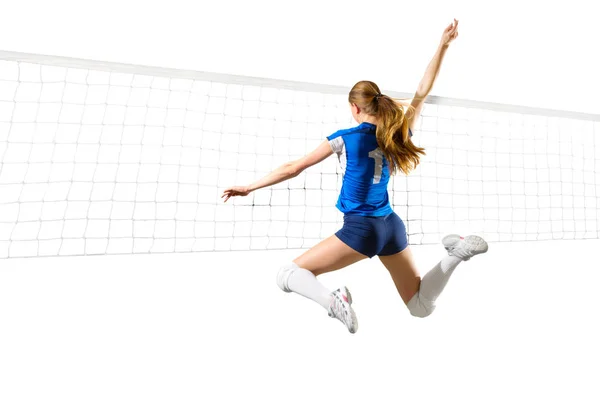 Joueuse de volley-ball isolée (version filet ) — Photo