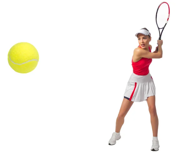 Παίκτης του τένις γυναίκα απομονωμένη (με μπάλα εκδοχή) — Φωτογραφία Αρχείου