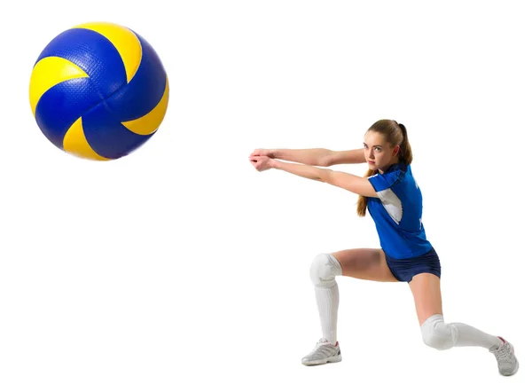 Kvinna volleybollspelare isolerade (med bollen version) — Stockfoto