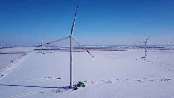 Wind Power Station Winter — Stock Video