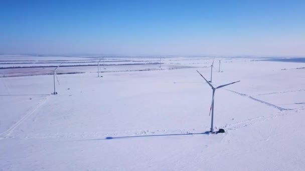 Wind Power Station Winter — Stock Video