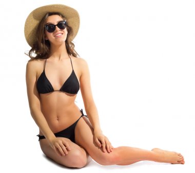 Siyah bikinili genç kız.