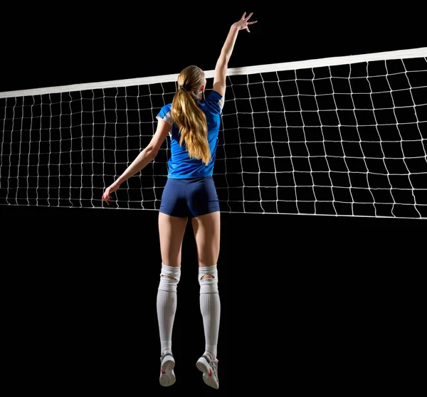 Joueuse de volleyball isolée (version avec filet ) — Photo