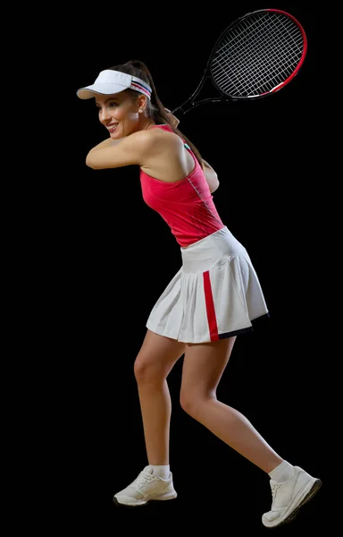 Woman tennis player isolated (ver without ball) — Stock Photo, Image