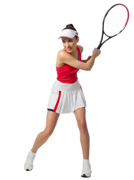 Woman tennis player isolated (ver without ball) — Stock Photo, Image