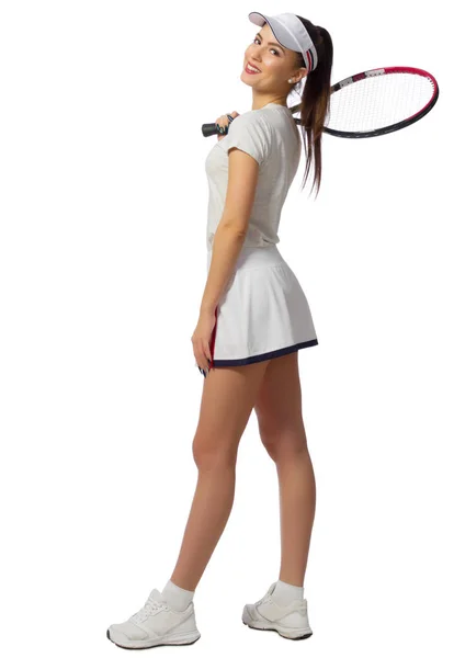 Chica jugador de tenis aislado — Foto de Stock