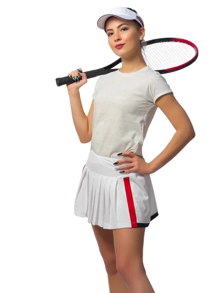 İzole kız tenis oyuncusu — Stok fotoğraf