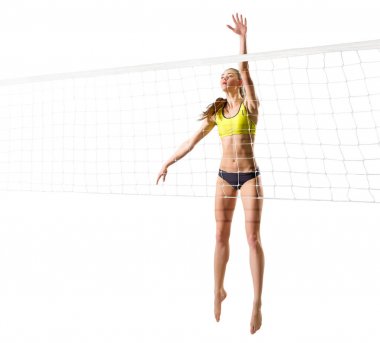 Woman beach volleyball player (with net ver) clipart