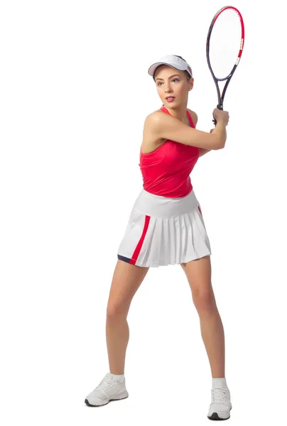 Woman tennis player isolated (without ball ver) — Stock Photo, Image