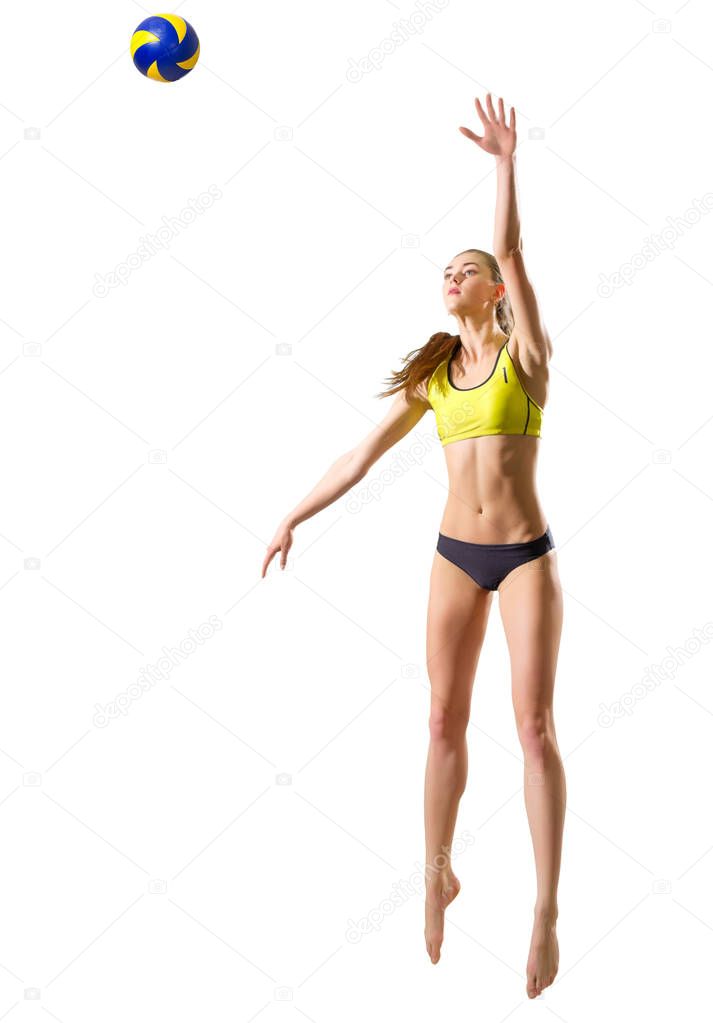 Woman beach volleyball player (with ball ver)