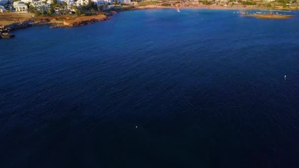 Fig Tre Beach Protaras Cyprus Aerial — стоковое видео