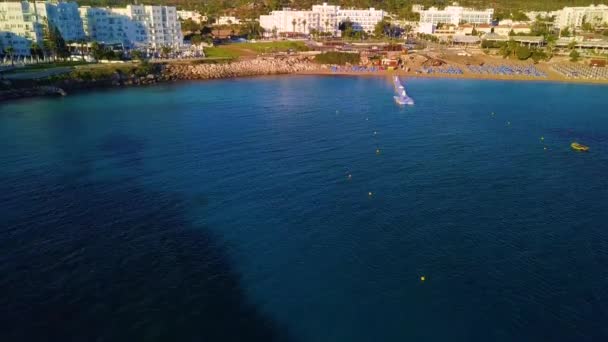 Fig Tre Beach Protaras Cyprus Aerial — Stock Video