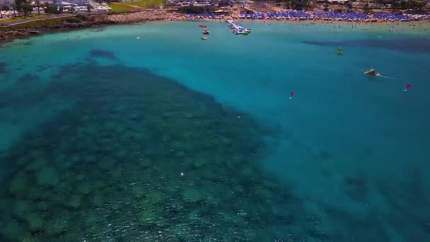 Fig Tre Beach Protaras Zypern Antenne — Stockvideo
