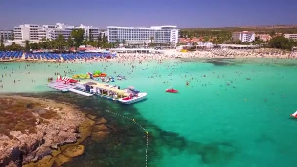 Nissi Beach Aya Napa Cyprus Aerial — Stock Video