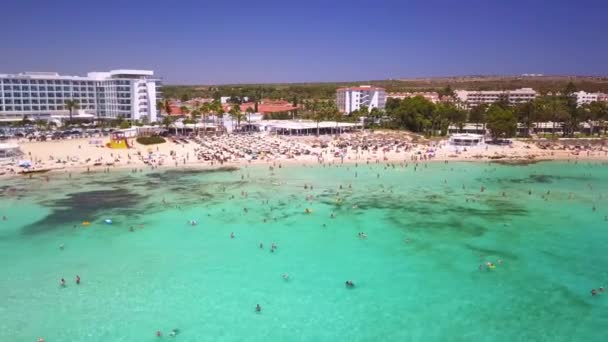 Nissi Beach Aya Napa Cyprus Aerial — Stock Video