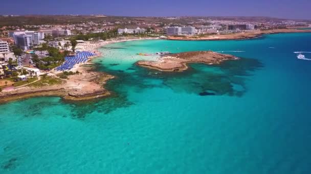 Nissi Beach Aya Napa Cyprus Aerial — Stock Video