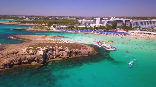 Nissi Beach Aya Napa Cyprus Aerial — стокове відео