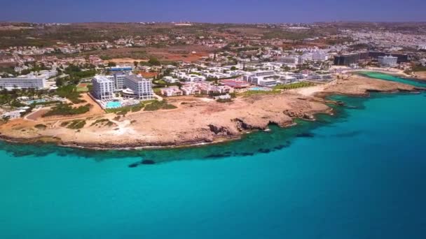 Nissi Playa Aya Napa Chipre Aérea — Vídeo de stock