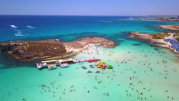 Nissi Beach Aya Napa Zypern Antenne — Stockvideo