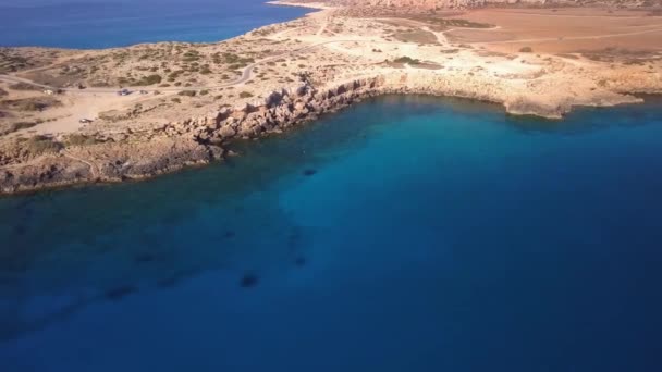 Lagoa Azul Cavo Greko Chipre Aéreo — Vídeo de Stock