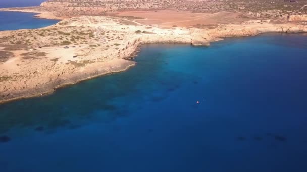 Błękitna Laguna Cavo Greko Cypr Antena — Wideo stockowe