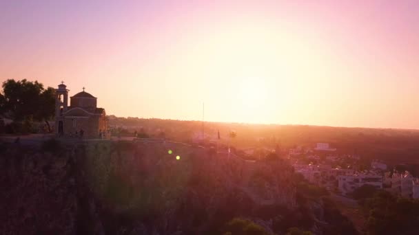 Церква Іллі Протарас Кіпр Заході Сонця — стокове відео