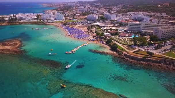 Protaras Higuera Playa Aérea — Vídeos de Stock