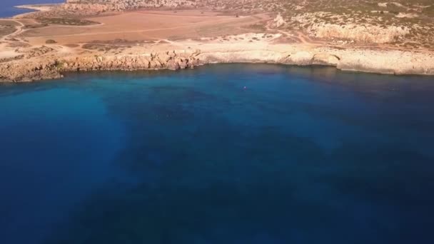 Blå Lagun Cavo Greko Cypern Antenn — Stockvideo