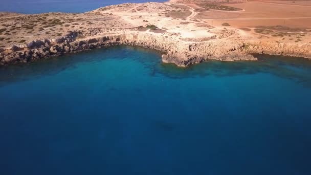 Laguna Azul Cavo Greko Chipre Aérea — Vídeo de stock