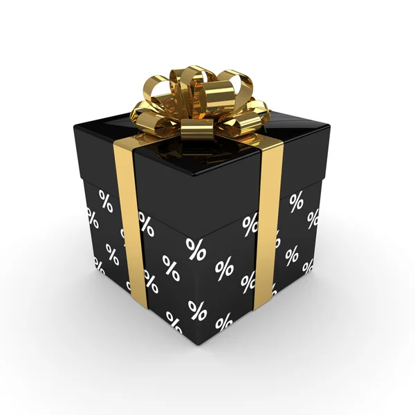 3d renderizado de caja de regalo con cinta dorada aislada sobre blanco — Foto de Stock