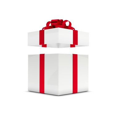 3d rendering of gift box with open lid isolated over white clipart