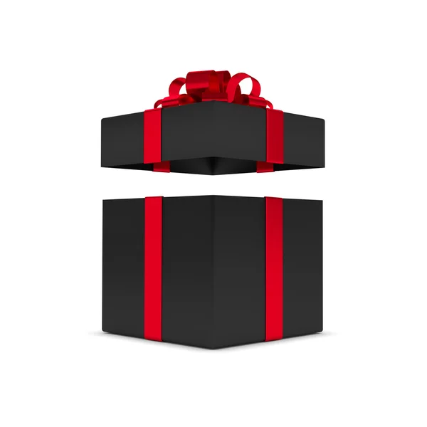 3D-weergave van de doos van de gift met open deksel geïsoleerd over Wit — Stockfoto