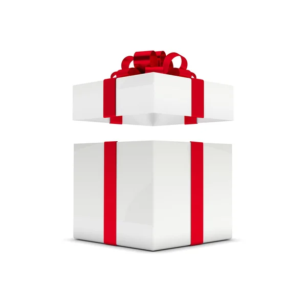 3d 渲染的礼品盒打开盖白色孤立 — 图库照片