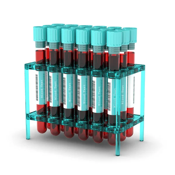 Representación 3D de la muestra de sangre del tubo de ensayo — Foto de Stock