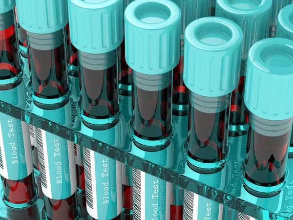 3D rendering of test tube with blood sample — Stock Photo, Image