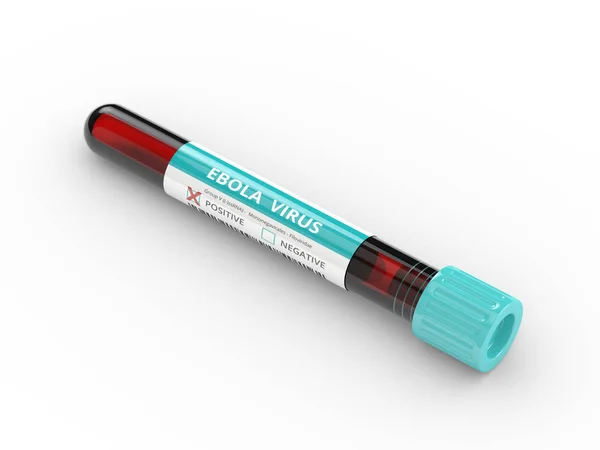 Renderização 3D do tubo de teste com amostra de sangue do vírus Ebola — Fotografia de Stock