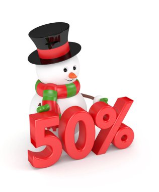 kardan adam beyaz bitti izole indirim ile 3D render